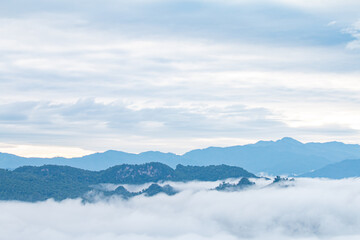 beautiful mountain mist sky scenery