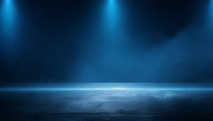 dark street asphalt abstract dark blue background empty open dark scene neon light spotlights the concrete floor and studio room with faint smoke float up the interior texture for display products - obrazy, fototapety, plakaty