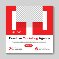 Creative marketing agency social media post design corporate square web banner template
