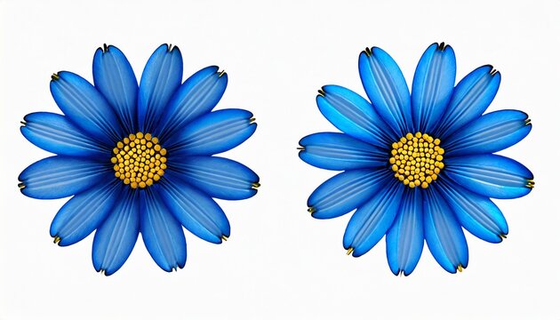 embroidery of blue small daisy flower isolated on white background