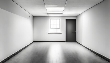 black and white photo of an empty room