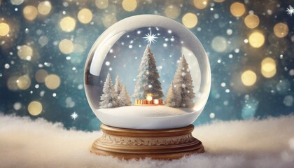 Fototapeta na wymiar snow globe on festive background