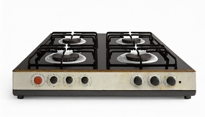 old gas stove isolated on white background