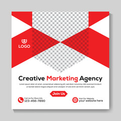 Creative marketing agency social media post design corporate square web banner template