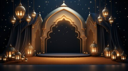 Fototapeta premium Eid Mubarak design banner for islamic