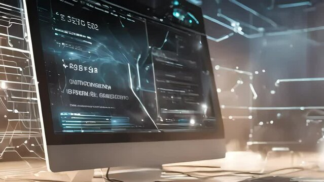 Laptop in data center presenting digital technology, databases, IT support and telecommunication concepts, modern technology. Generative AI