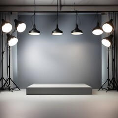 Studio light setup ready for model, Ai Generated