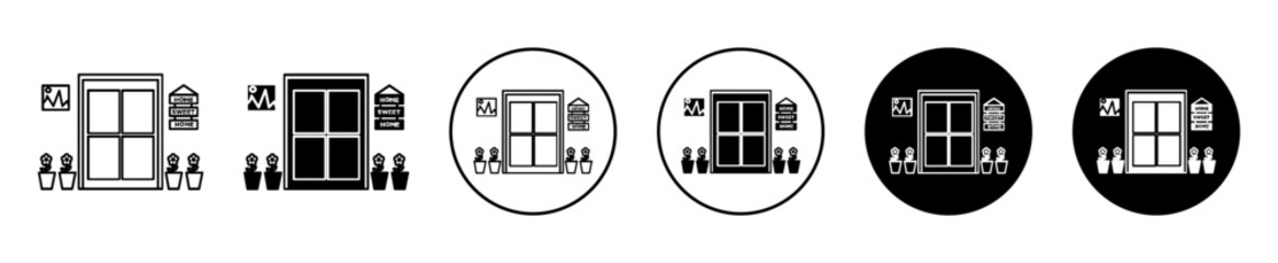 entrance door icon sign set in outline style graphics design