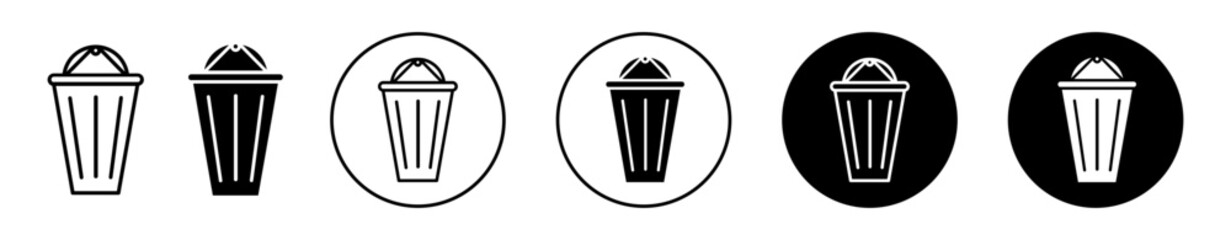 waste bin icon sign set in outline style graphics design
