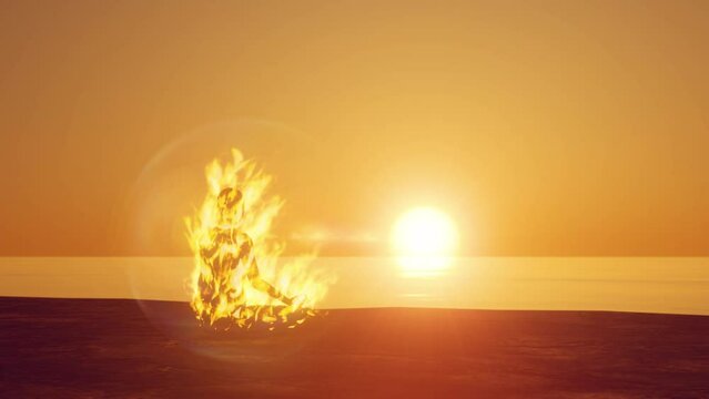 looped 3d animation. A yogi meditates by being aware of his inner light. Gayatri mantra. an offering to the sun god.