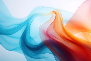 Gordijnen Gradient Trendy smoke waves colorful background wallpaper. 3D render creative smoke swoosh style soft lines. Abstract design smoke wavy pattern. © Jahid CF 5327702