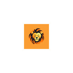 cute lion design logo
