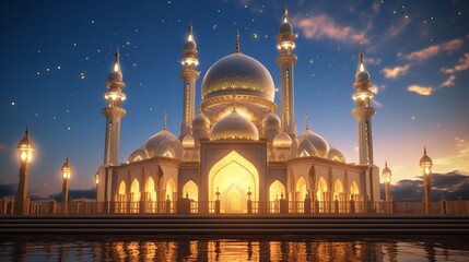 Fototapeta na wymiar 3d mosque ramadan background