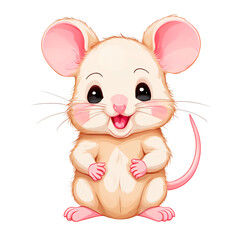 Cute Cartoon Mice Clip Art on Transparent Background PNG - Close-Up