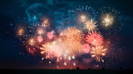 Beautiful creative holiday background with fireworks and sparkles