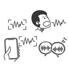 hand drawn doodle voice recognition related icon illustration