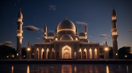 3d renderd ramadan mosque design