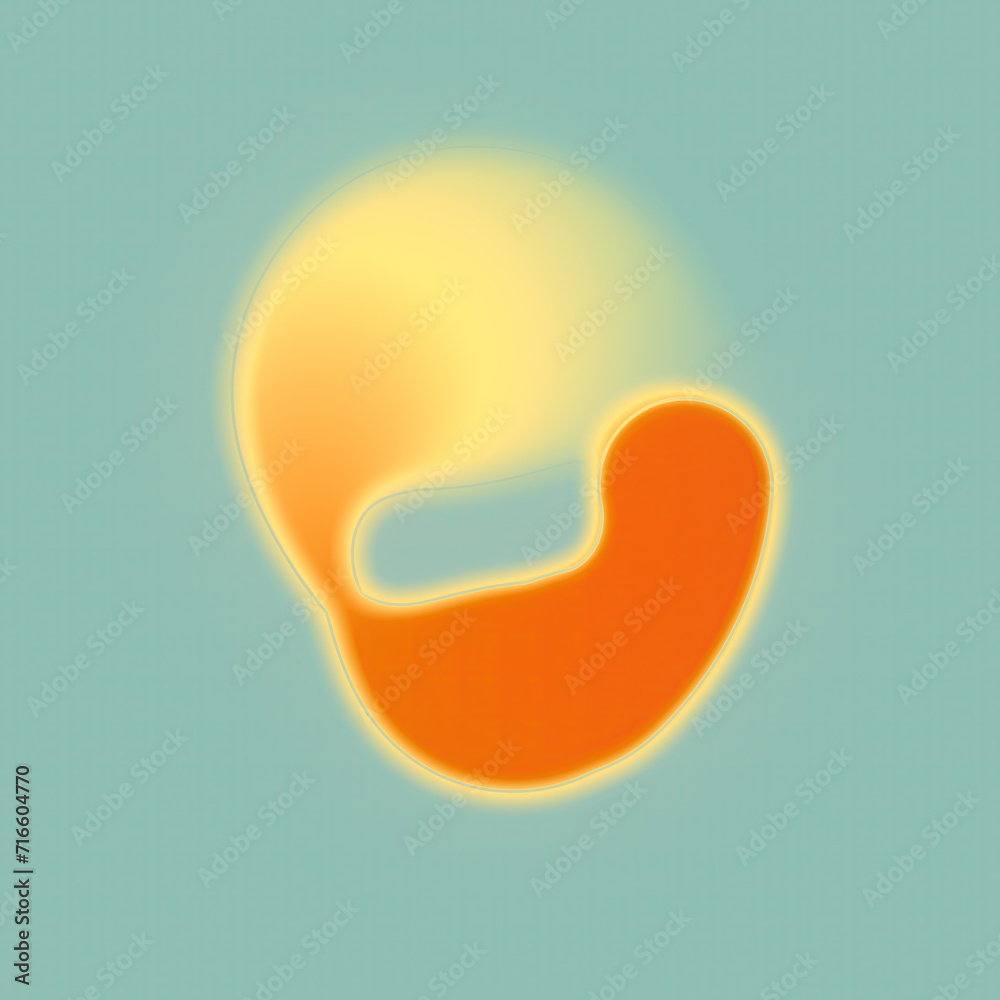 Aufkleber bold abstract and flowing geometric shape in orange color. 3d rendering digital illustration
