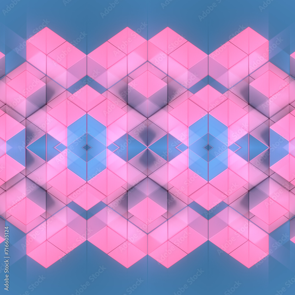 Aufkleber Trendy neon colored digital background with various geometric shapes. 3d rendering
