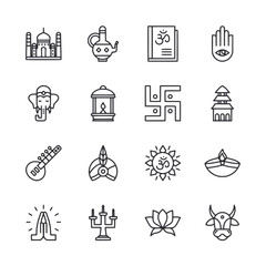 Diwali icons set
