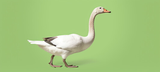 Fototapeta premium Full-length goose on a green background, generative AI