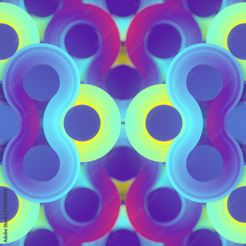 Poster colorful abstract design using a combination of blue, purple and yellow colors. 3d rendering digital