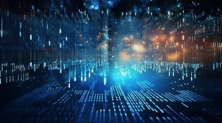 Futuristic technology background with glowing lines and dots, Generative AI illustrations.