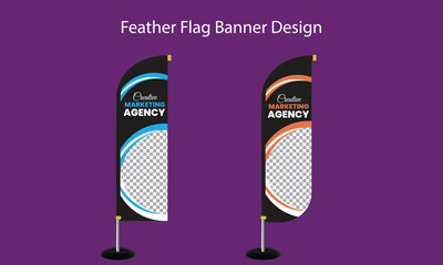 Business signage feather flag vector template design