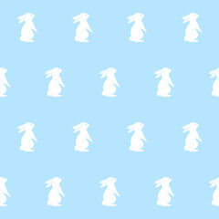 Bunny seamless pattern vector illustration. Simple cartoon easter background. Hand drawn flat design. © Laura