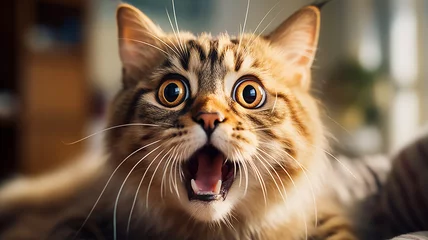 Foto op Plexiglas emotion fear, portrait of a cat with big eyes, emotional look of an animal © kichigin19