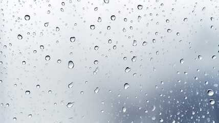 raindrops on glass, abstract gray background, autumn weather, condensation drops on transparent surface for overlay layer