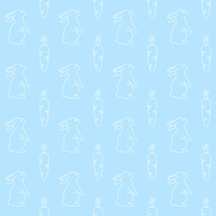 Bunny seamless pattern vector illustration. Simple cartoon easter background. Hand drawn flat design.