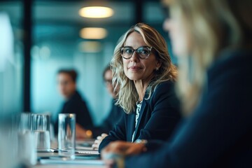 A modern meeting hall led by a business woman