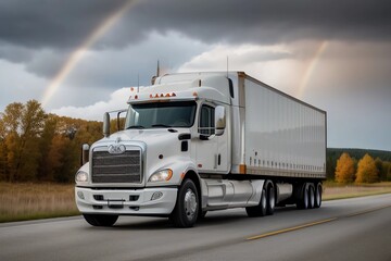 White transportation Truck. Delivery Truck. Generated AI