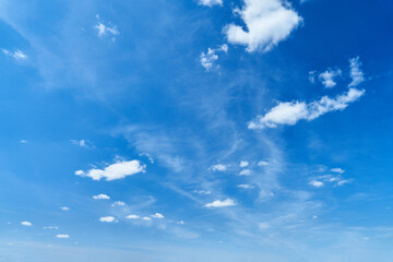 Blue sky with small white clouds on sunny day