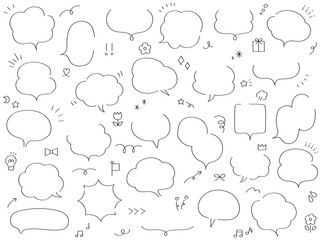ゆるい吹き出しのベクターイラストセット。　ふきだし、フレーム	