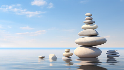 Obraz na płótnie Canvas stack of stones on the beach - balance pile