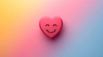 Smile happy laugh heart emoji emoticon with colorful vibrant abstract background, love concept - obrazy, fototapety, plakaty