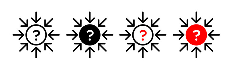 Comprehensible Line Icon . Cogwheel and question icon in black and white color. - obrazy, fototapety, plakaty