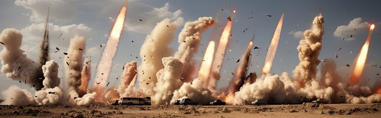 A generic military battalion engaged in a defensive system, launching missiles during a special operation.