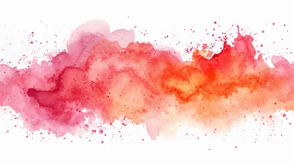 Deurstickers Peach color watercolor stain, design element. Generative AI © lesikvit