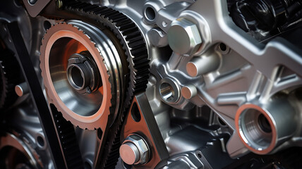 gears replacement of the timing belt in the engine, abstract background texture of the mechanism of the car engine fictional graphics