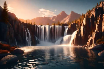 Fototapeten waterfall at sunset © Muhammad