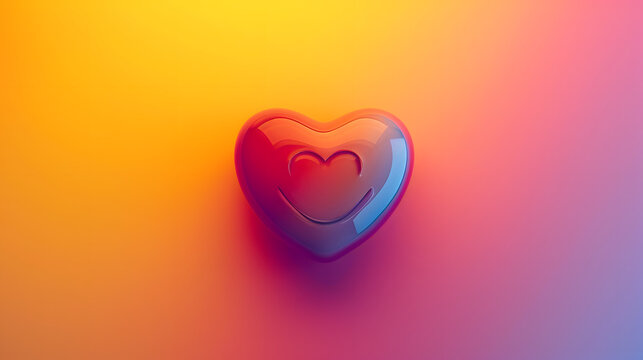 Smile happy laugh heart emoji emoticon with colorful vibrant abstract background, love concept
