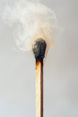 Smoking blown out match on a  beige grey background - Generative AI