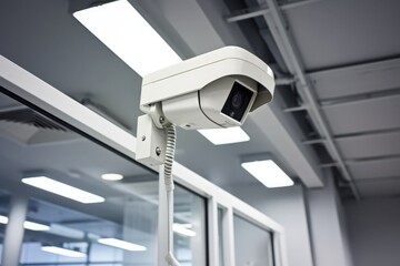 High-tech surveillance camera installed in the office, video surveillance system