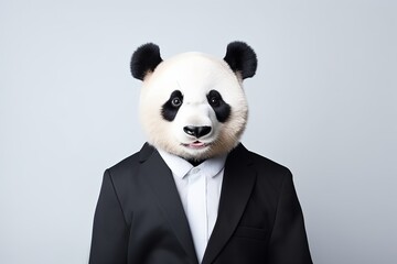animal panda concept Anthromophic friendly Cardigan Welsh corgi dog wearing suite formal business...