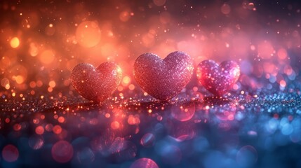 Blurry Bokeh Hearts Creative Background. Valentine's Day Wallpaper 