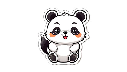 panda cartoon sticker in white background