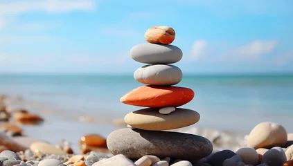 Crédence de cuisine en verre imprimé Pierres dans le sable stack of stones on the beach - balance pile 